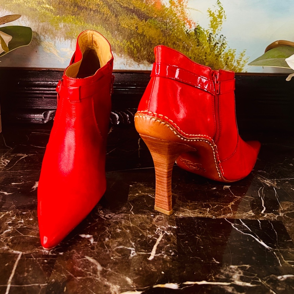 π Lucchese Charlie 1 Horse handcrafted Vintage Heels Western Boots 7 Red RAREπ - Picture 8 of 15